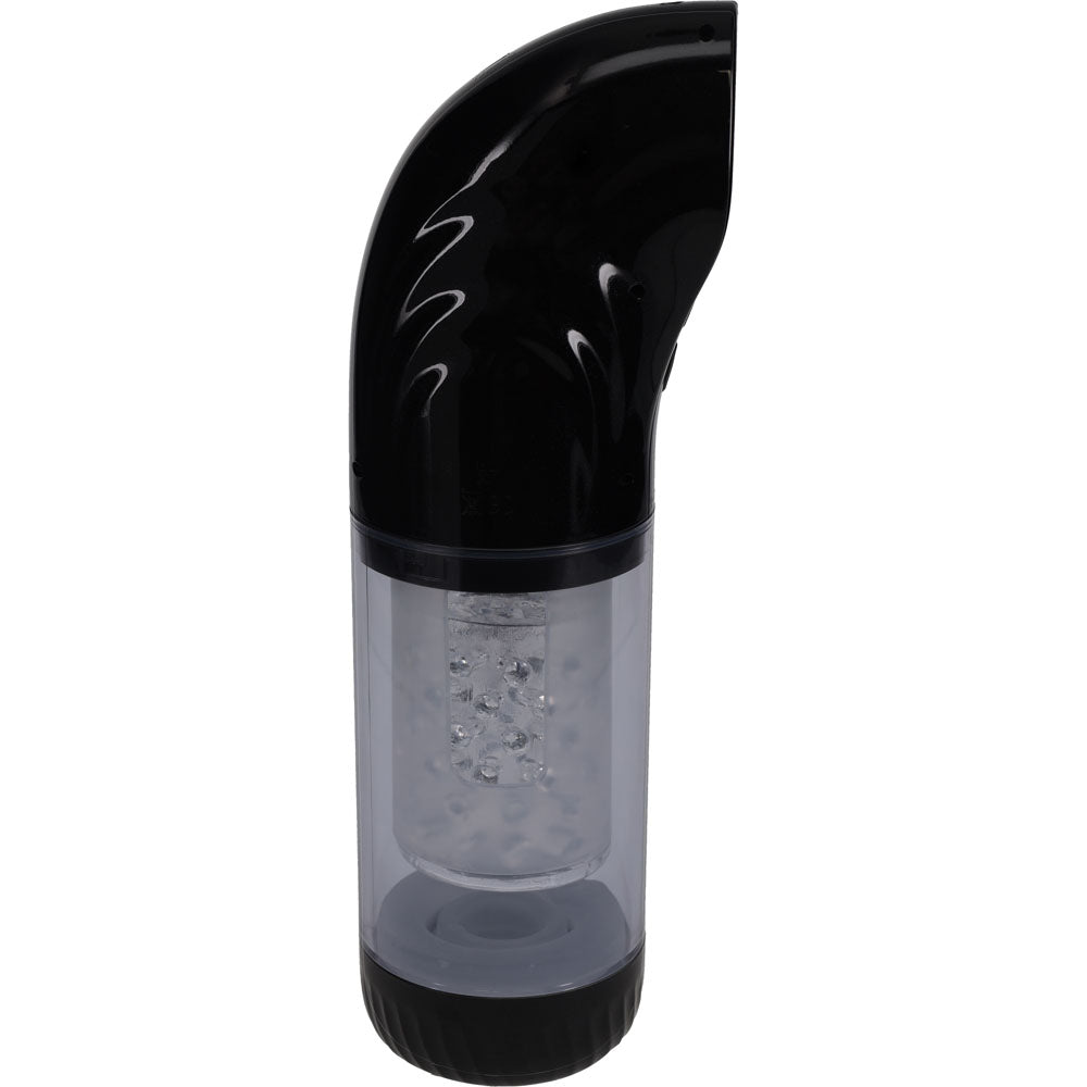 Shots Toys | PUMPED Strokemate - Black/Clear Sucking Rotating and Thrusting Auto Masturbator