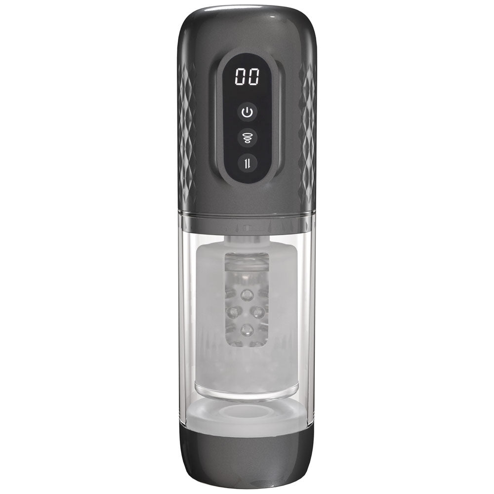Shots Toys | PUMPED Vortex - Gunmetal - Sucking Rotating and Thrusting Auto Masturbator