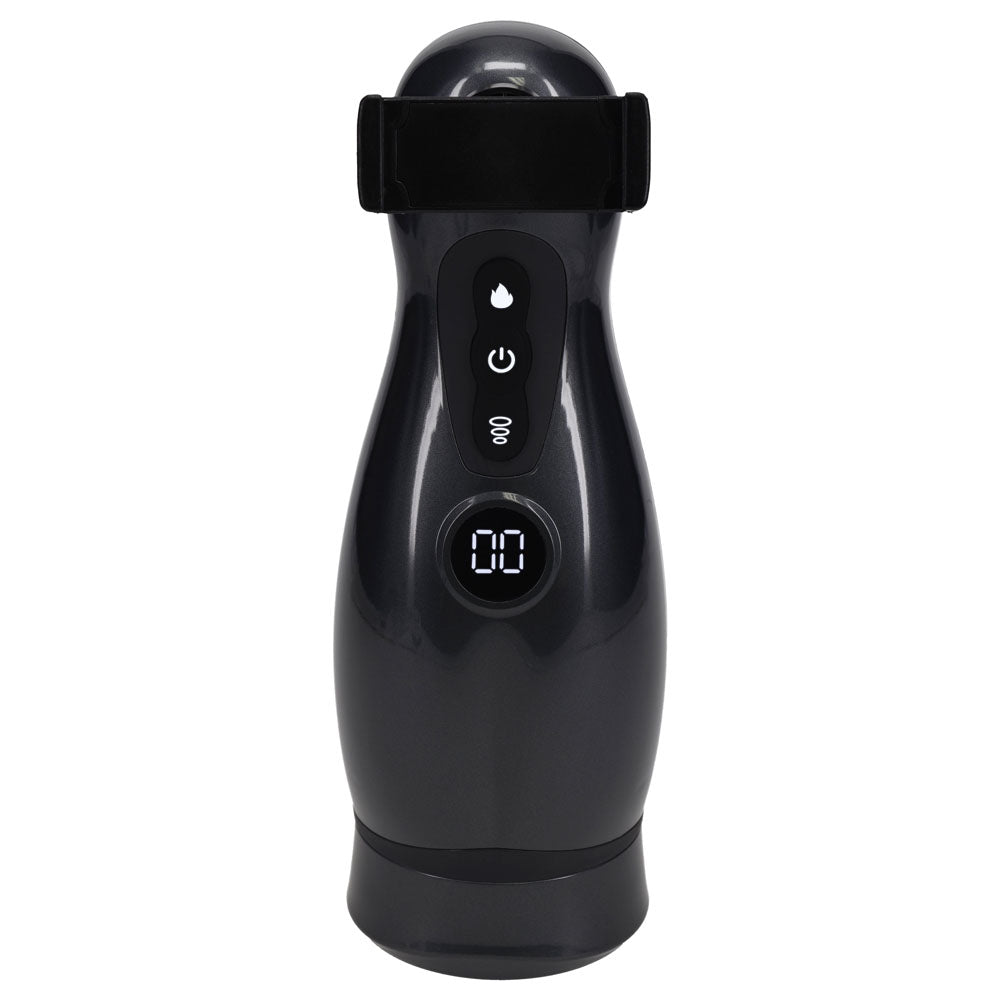 Shots Toys | PUMPED Virtuo - Gunmetal Sucking And Vibrating Auto Masturbator