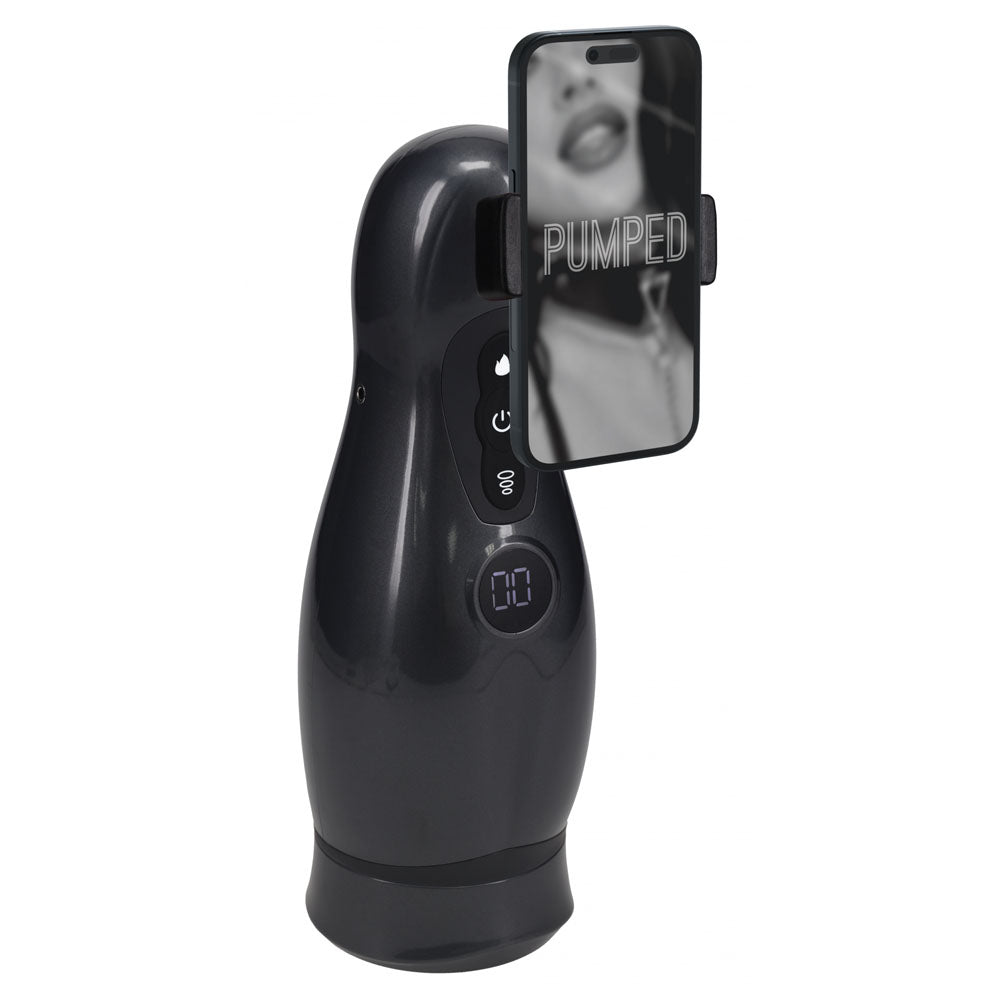 Shots Toys | PUMPED Virtuo - Gunmetal Sucking And Vibrating Auto Masturbator