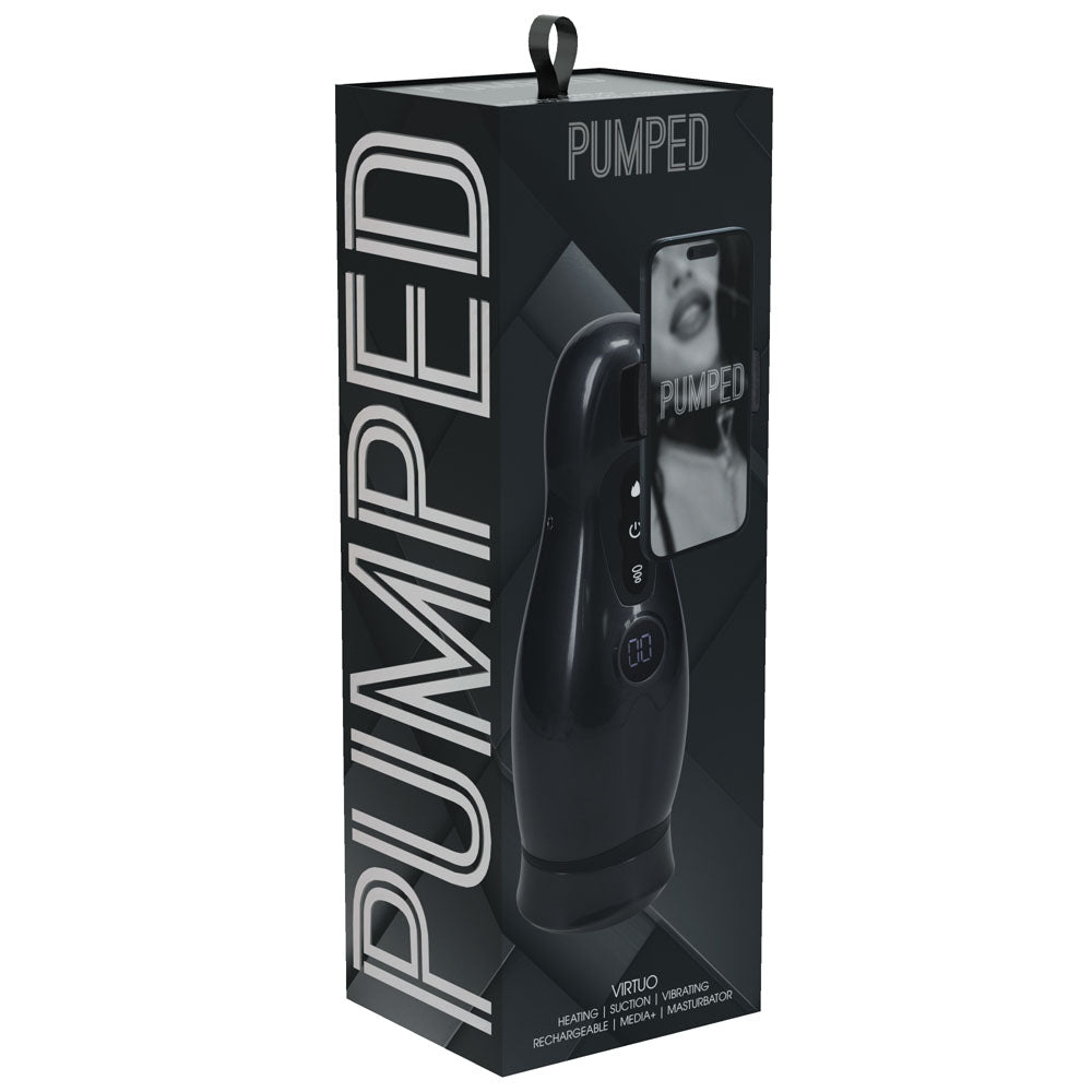 Shots Toys | PUMPED Virtuo - Gunmetal Sucking And Vibrating Auto Masturbator