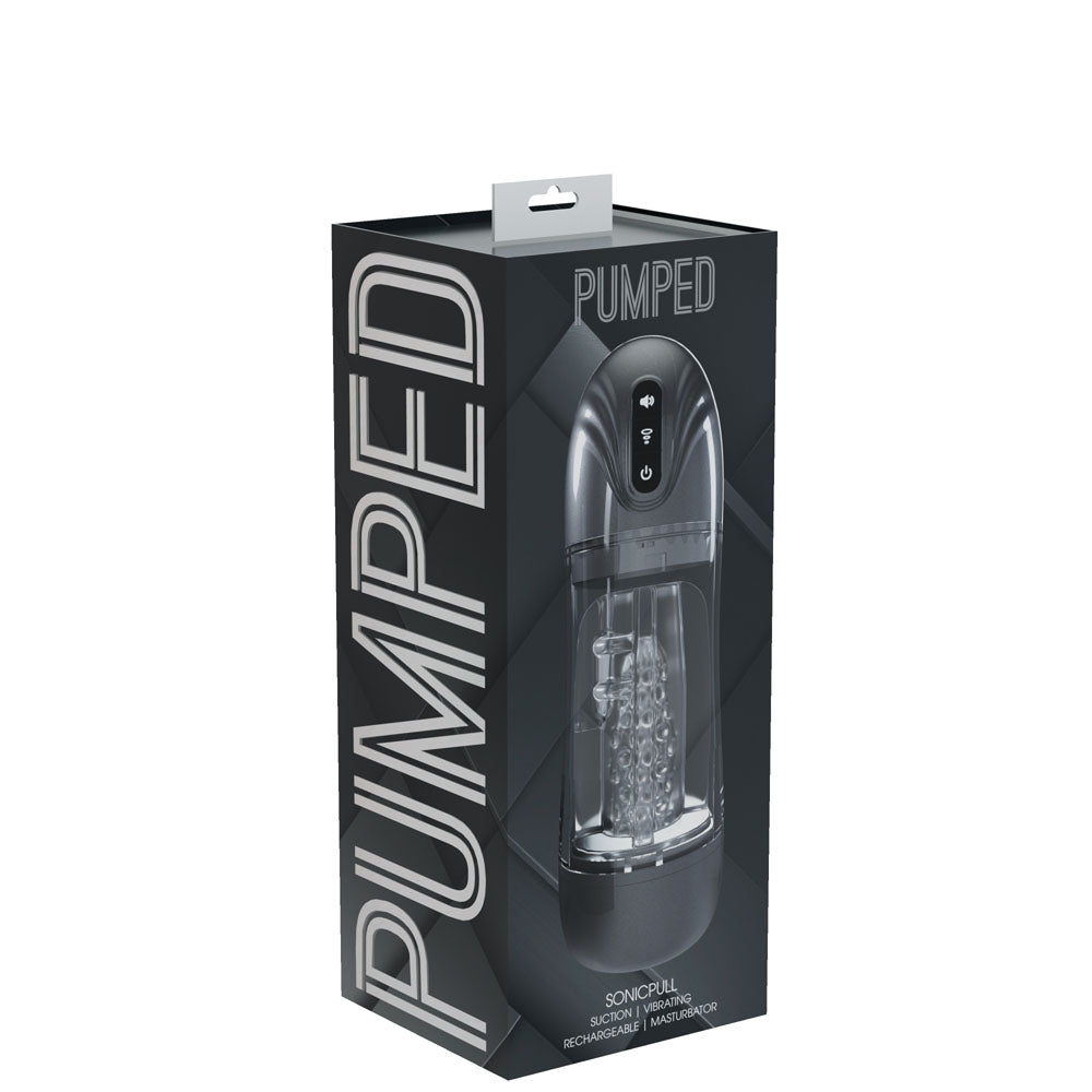 Shots Toys | PUMPED SonicPull - Gunmetal Sucking And Vibrating Auto Masturbator