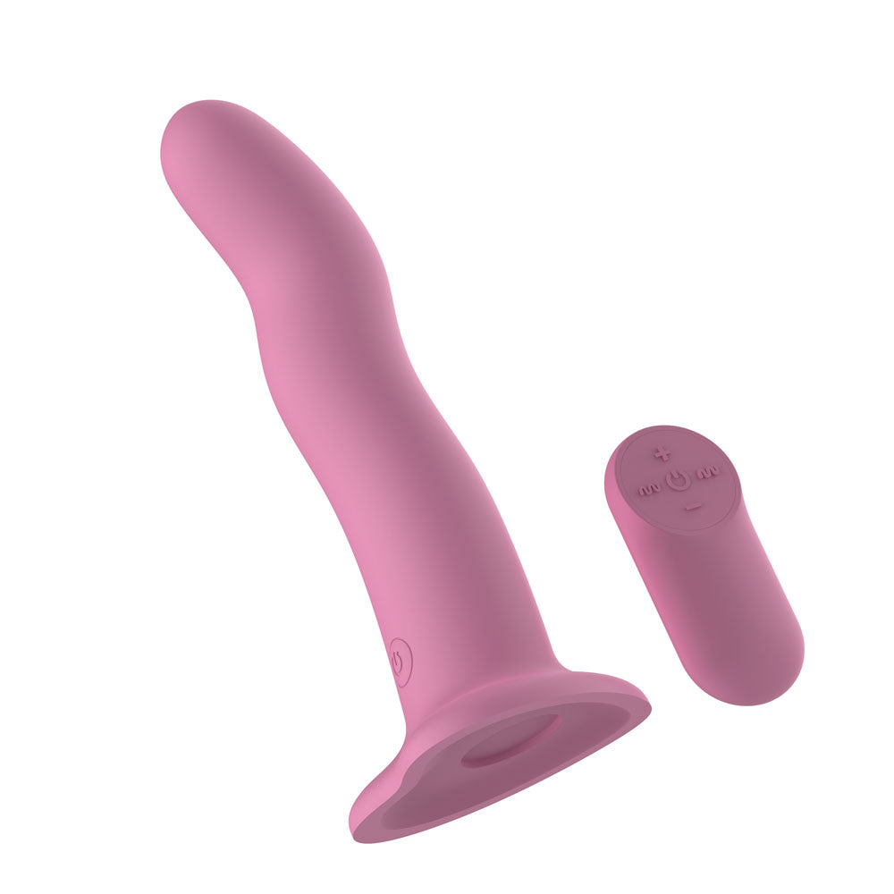 Passion Play Vibrating Dildo with Remote - Pink