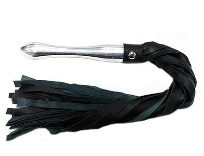Rouge Leather Flogger with Aluminum Handle black