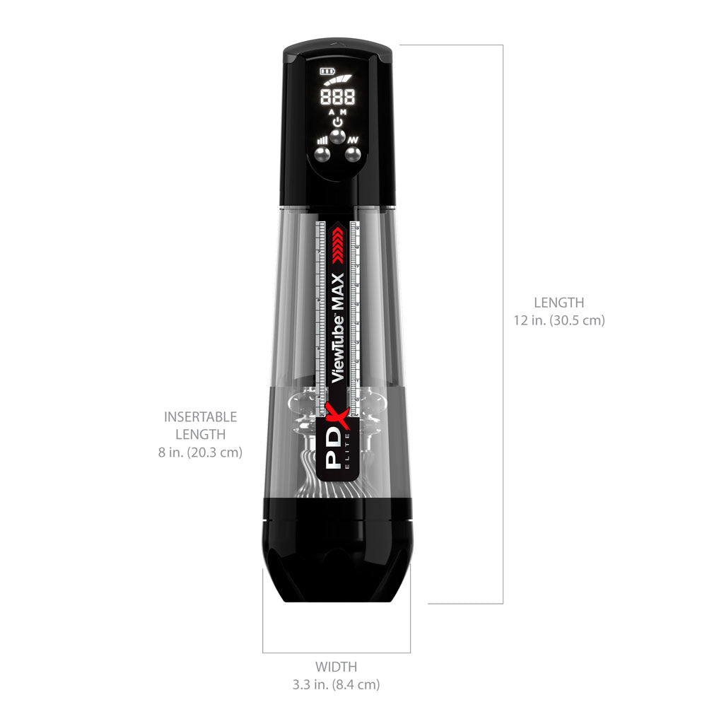 Pipedream PDX Elite ViewTube MAX View - Clear USB Rechargeable Suction Auto Stroker