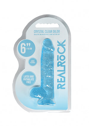 Shots Toys | REALROCK Crystal Clear 6"/15cm Realistic Dildo with Balls Blue