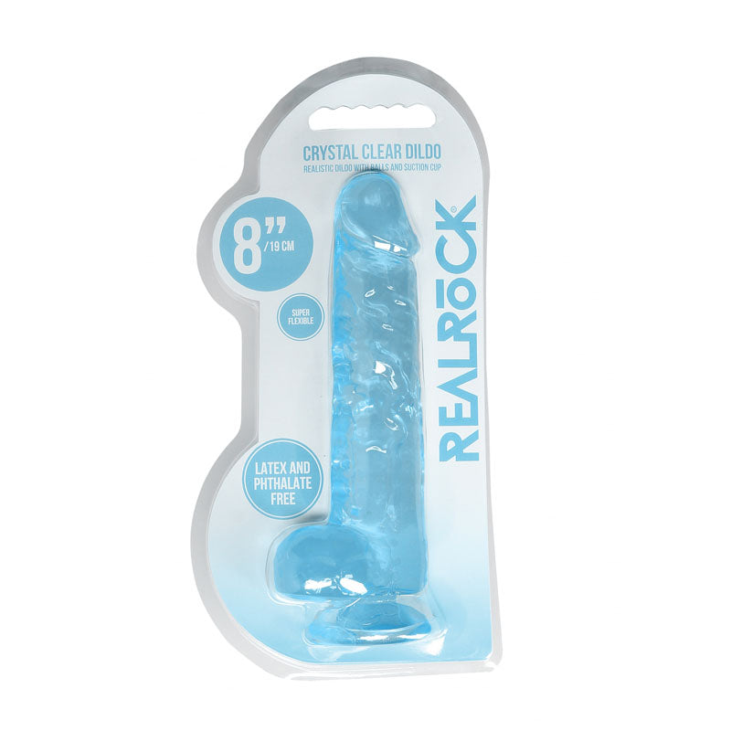 Shots Toys | REALROCK Crystal Clear 8" / 19cm Realistic Dildo with Balls - Blue