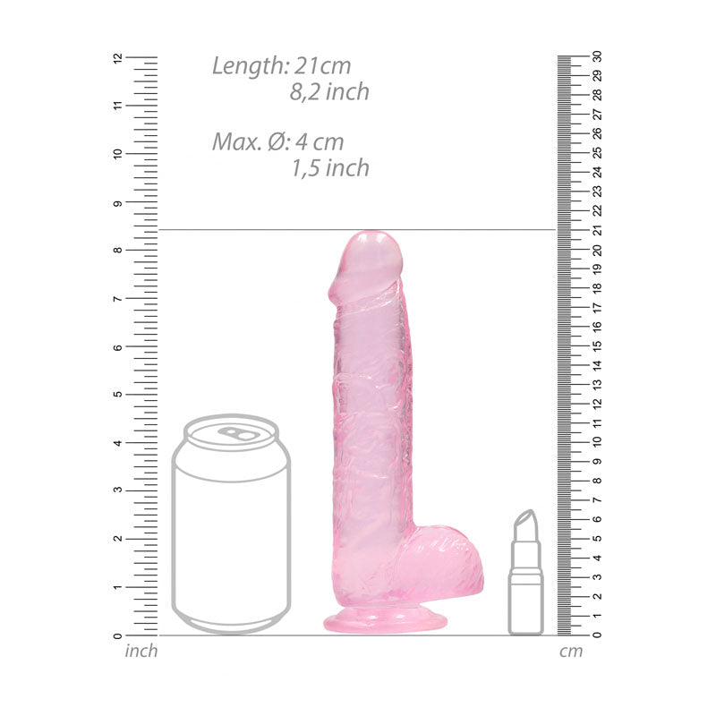 Shots Toys | REALROCK Crystal Clear 8" / 19cm Realistic Dildo with Balls - Pink