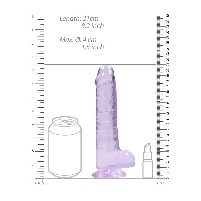 Shots Toys | REALROCK Crystal Clear 8" / 19cm Realistic Dildo with Balls - Purple