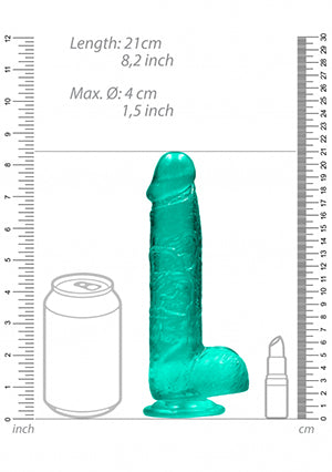 Shots Toys | REALROCK Crystal Clear 8" / 19cm Realistic Dildo with Balls - Turquoise