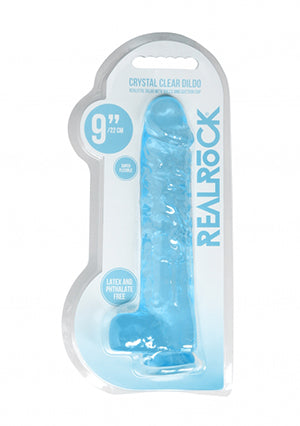 Shots Toys | REALROCK Crystal Clear 9" / 22cm Realistic Dildo with Balls - Blue