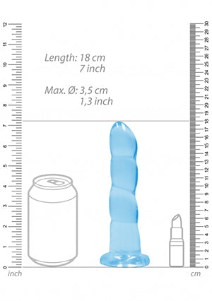 Shots Toys | REALROCK Crystal Clear 7" / 17cm Non Realistic Dildo with Suction Cup - Blue