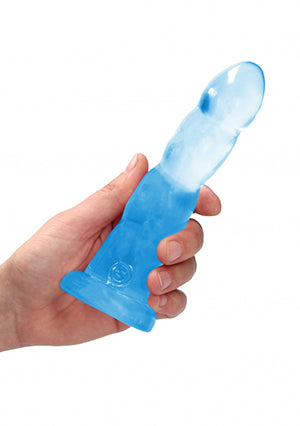 Shots Toys | REALROCK Crystal Clear 7" / 17cm Non Realistic Dildo with Suction Cup - Blue