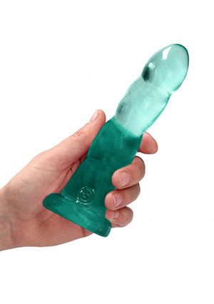 Shots Toys | REALROCK Crystal Clear 7" / 17cm Non Realistic Dildo with Suction Cup - Turquoise