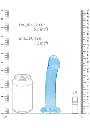 Shots Toys | REALROCK Crystal Clear 7" / 13cm Non Realistic Dildo with Suction Cup - Blue