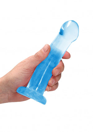 Shots Toys | REALROCK Crystal Clear 7" / 13cm Non Realistic Dildo with Suction Cup - Blue