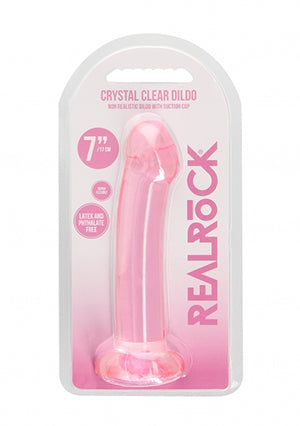 Shots Toys | REALROCK Crystal Clear 7" / 13cm Non Realistic Dildo with Suction Cup - Pink