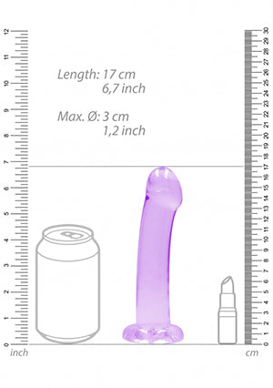 Shots Toys | REALROCK Crystal Clear 7" / 13cm Non Realistic Dildo with Suction Cup - Purple