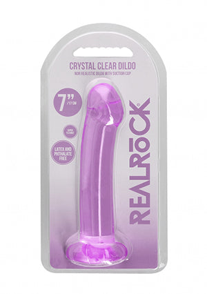 Shots Toys | REALROCK Crystal Clear 7" / 13cm Non Realistic Dildo with Suction Cup - Purple