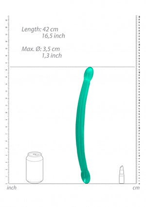 Shots Toys | REALROCK Crystal Clear Double Dildo 17" / 42cm Non Realistic - Turquoise