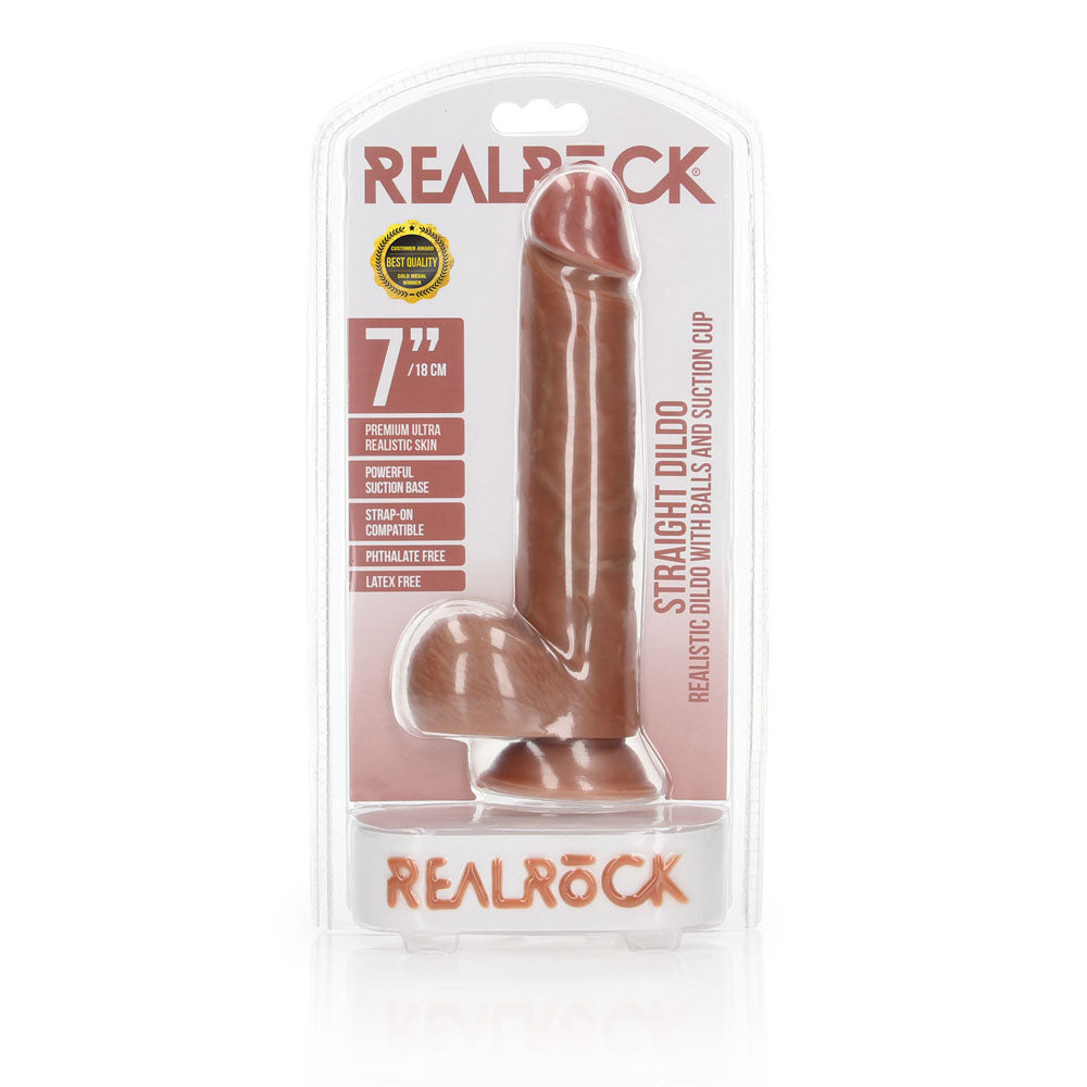 Shots Toys | REALROCK Straight Realistic Dildo with Balls - Tan 18cm (7") Dong