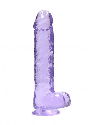 Shots Toys | REALROCK Crystal Clear 10" / 25.4cm Realistic Dildo with Balls - Purple