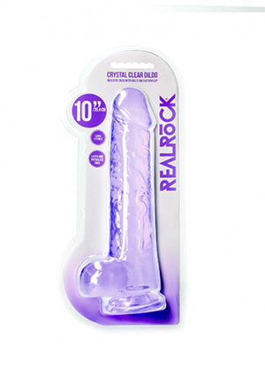 Shots Toys | REALROCK Crystal Clear 10" / 25.4cm Realistic Dildo with Balls - Purple