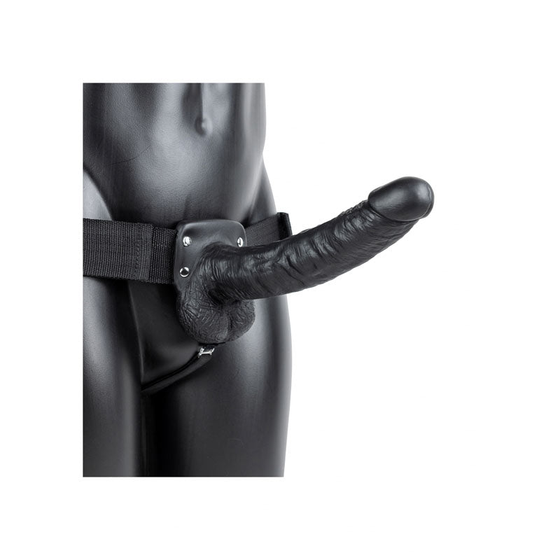 Shots Toys | REALROCK Hollow Strap-On with Balls - 9" / 23cm Black