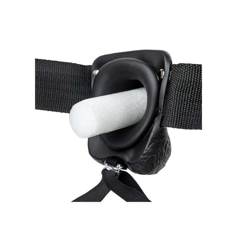 Shots Toys | REALROCK Hollow Strap-On with Balls - 9" / 23cm Black