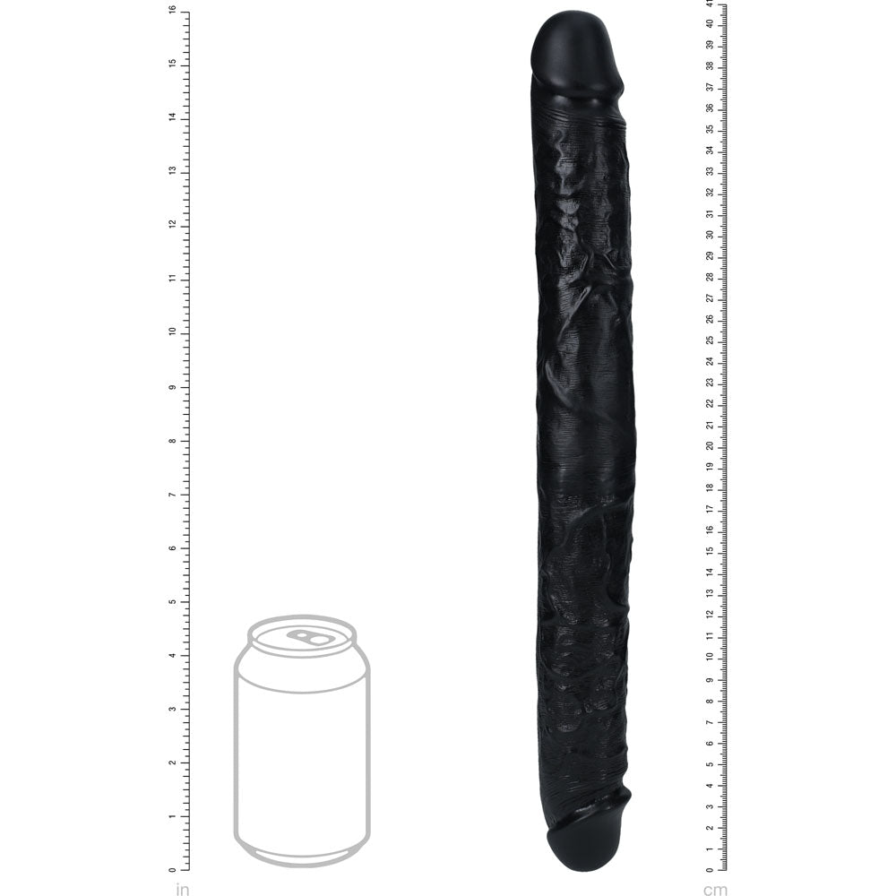 Shots Toys | REALROCK 40cm Thick Double Dildo - Black (16") Thick Double Dong
