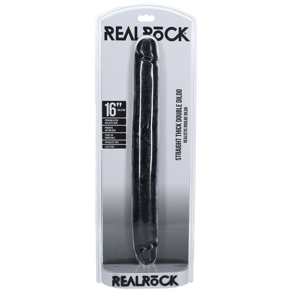 Shots Toys | REALROCK 40cm Thick Double Dildo - Black (16") Thick Double Dong