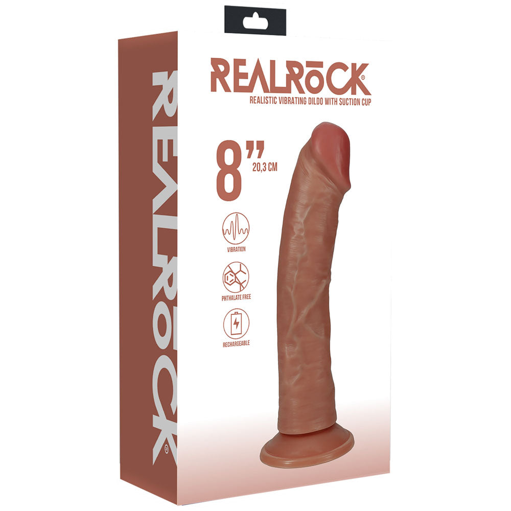 Shots Toys | REALROCK - 8" Vibrating Cock - Regular Curved Dildo - Tan