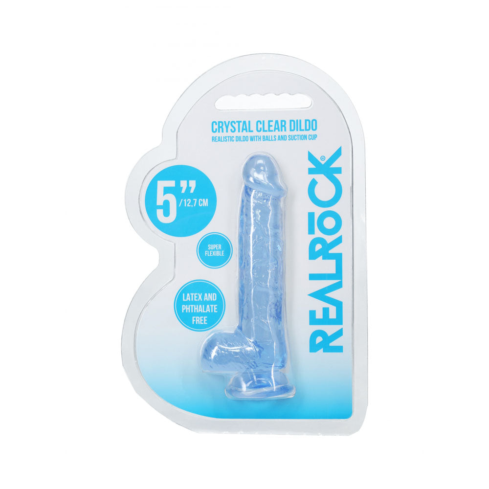 Shots Toys | REALROCK 5" / 12.7cm Crystal Clear Dildo with Balls - Blue