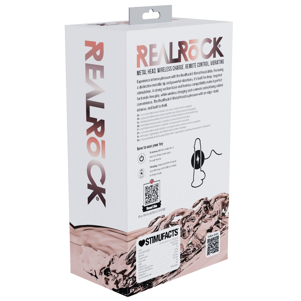 Shots Toys | REALROCK 7" Vibrating Dildo with Metal Head and Wireless Remote - Tan