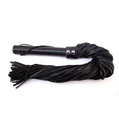 Rouge Black Leather Flogger with Leather Handle