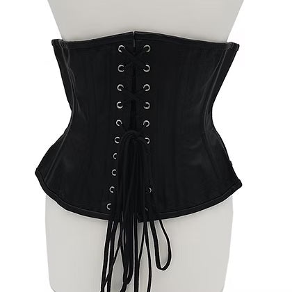 Rouge Leather Corset - Black Size S/M