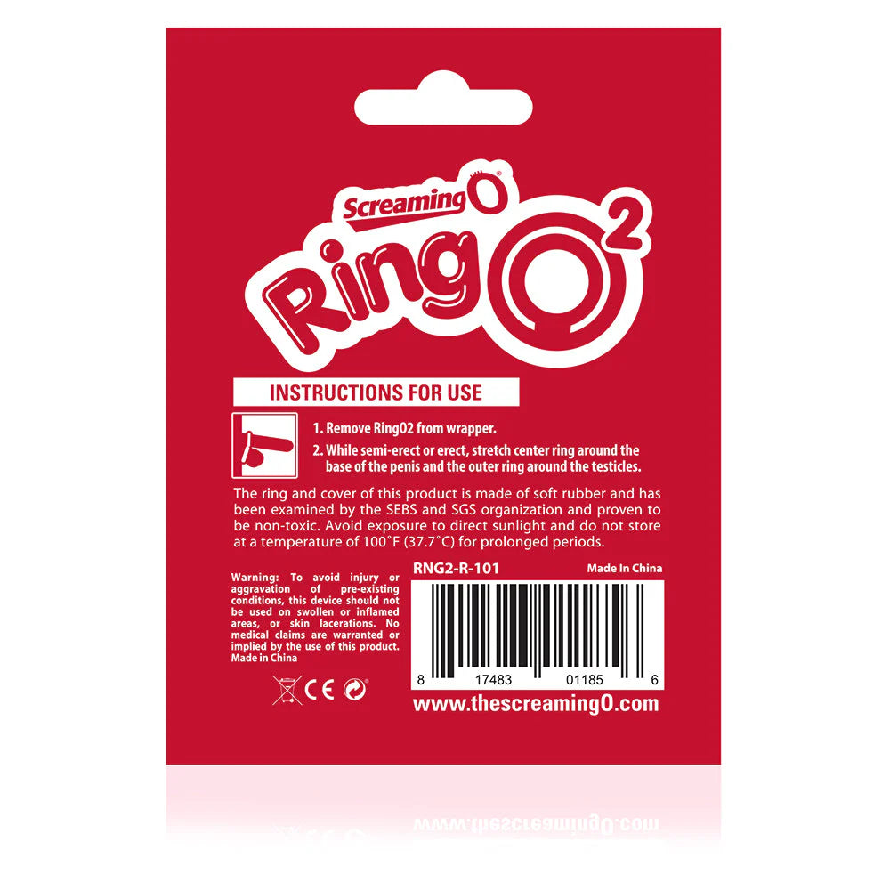 ScreamingO Ring O 2 Double Cock & Ball Ring - Red