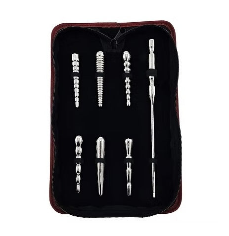 Rouge Stainless Steel Penis Plug 6 Piece Set With Handle In Case