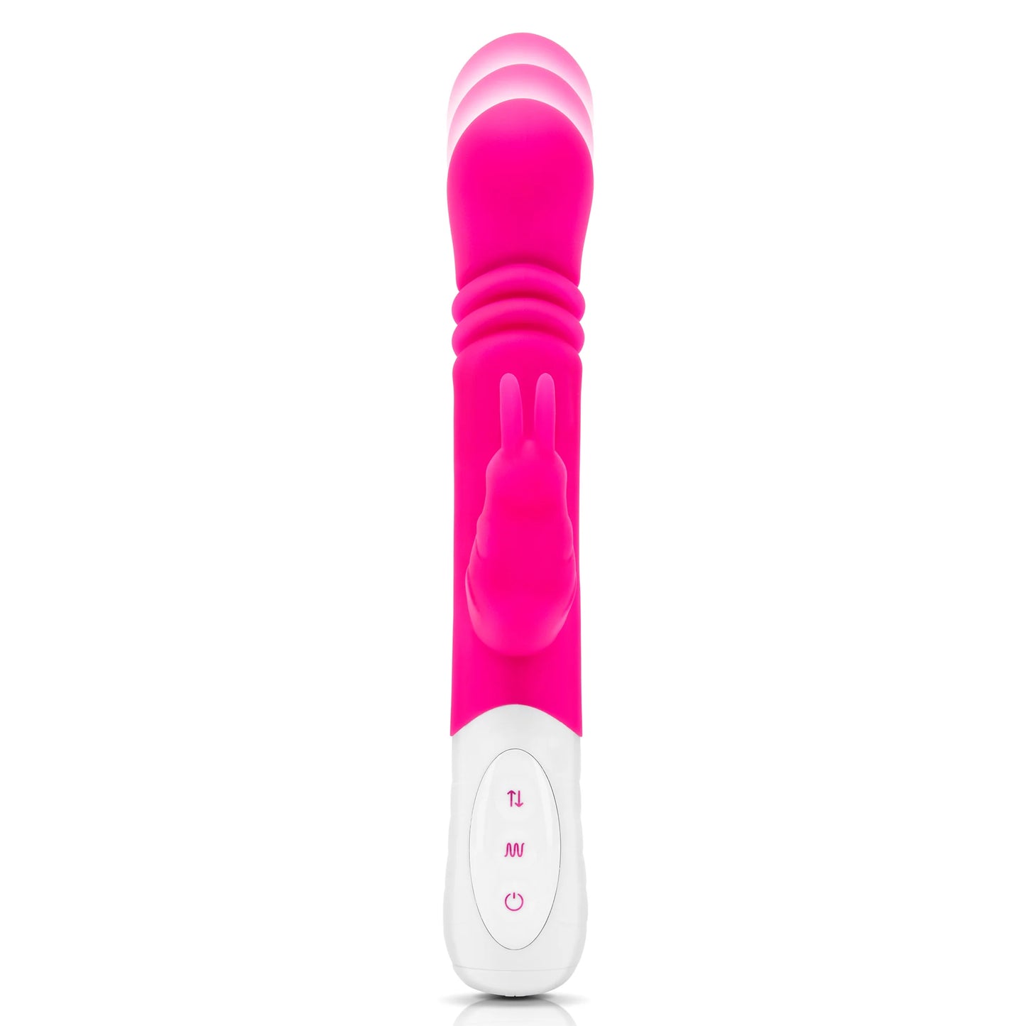 Rabbit Essentials Rechargeable Slim Shaft Thrusting G-Spot Rabbit Vibrator - Pink