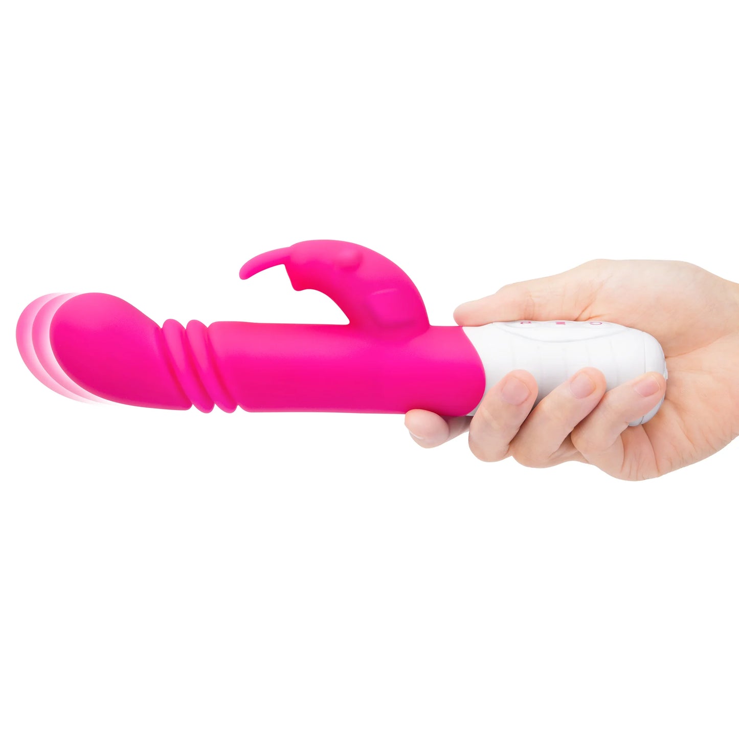 Rabbit Essentials Rechargeable Slim Shaft Thrusting G-Spot Rabbit Vibrator - Pink