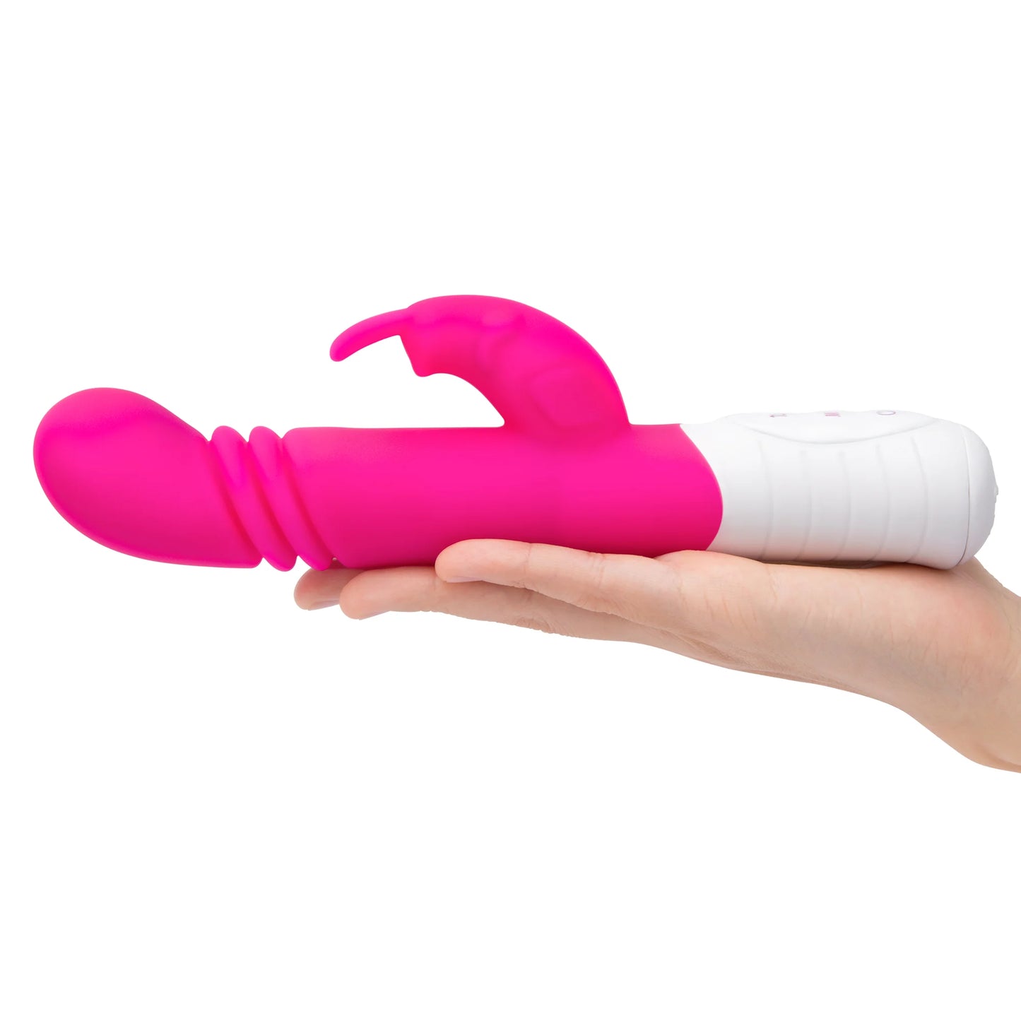 Rabbit Essentials Rechargeable Slim Shaft Thrusting G-Spot Rabbit Vibrator - Pink