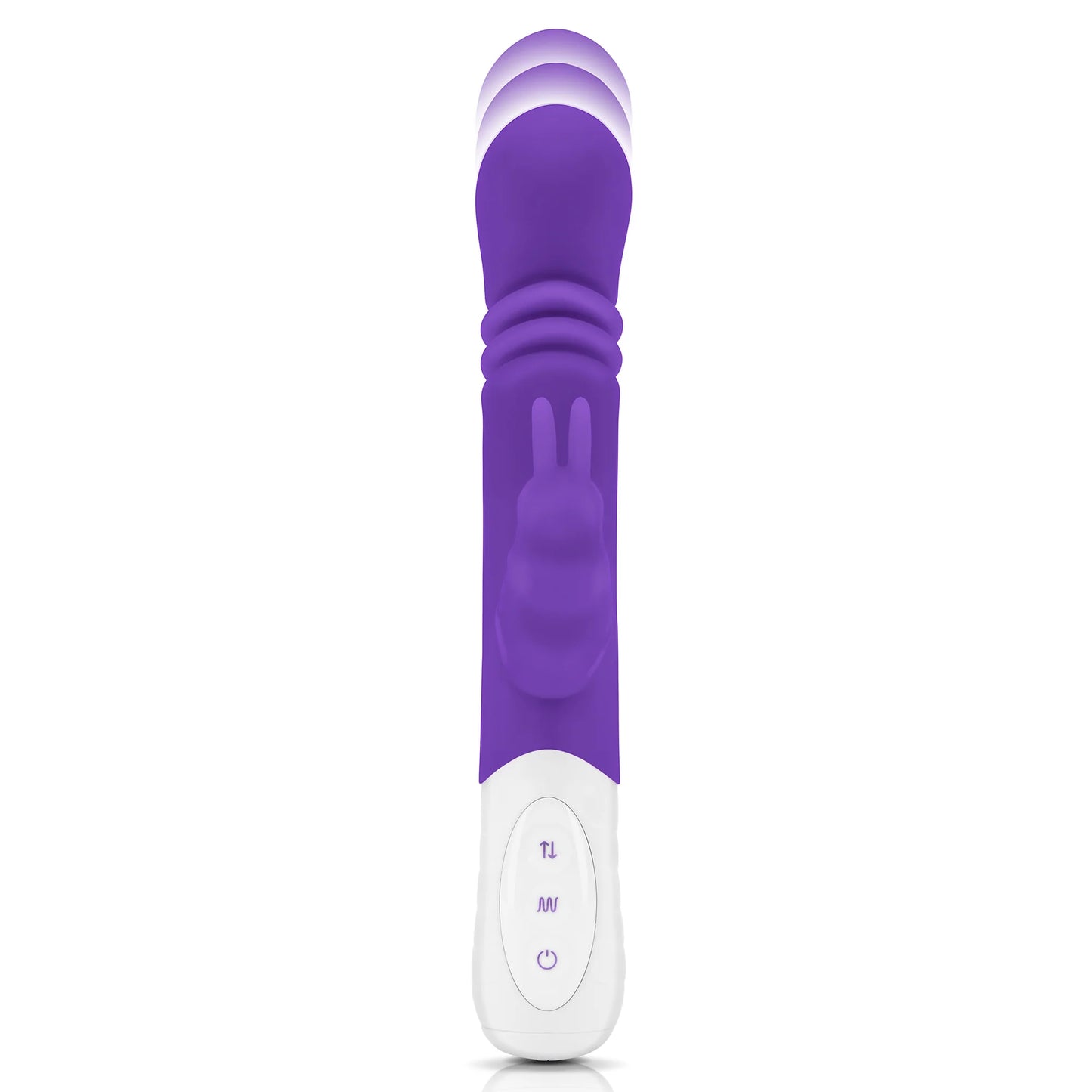 Rabbit Essentials Rechargeable Slim Shaft Thrusting G-Spot Rabbit Vibrator - Purple