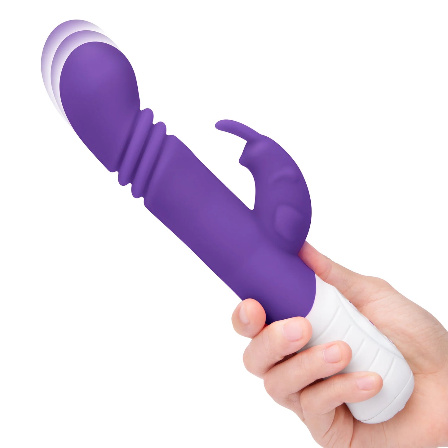 Rabbit Essentials Rechargeable Slim Shaft Thrusting G-Spot Rabbit Vibrator - Purple