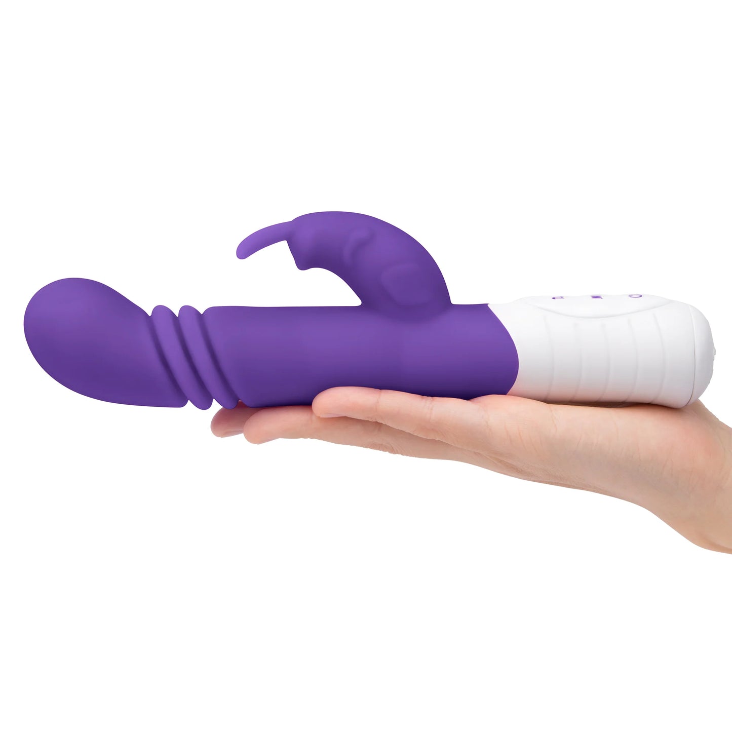 Rabbit Essentials Rechargeable Slim Shaft Thrusting G-Spot Rabbit Vibrator - Purple
