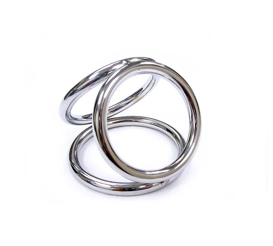 Rouge Stainless Steel Triple Cock Ring Cage (Medium) Package