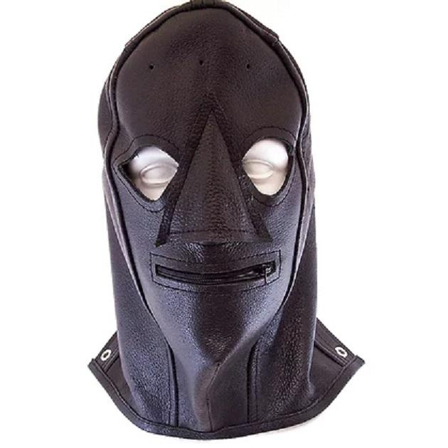 Rouge Leather Zip Mask Black