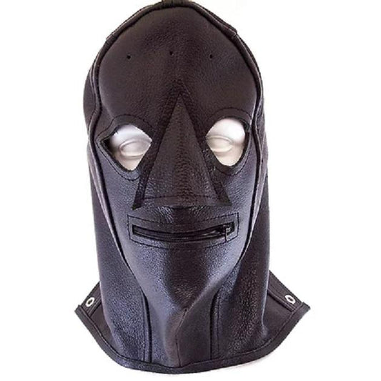 Rouge Leather Zip Mask Black