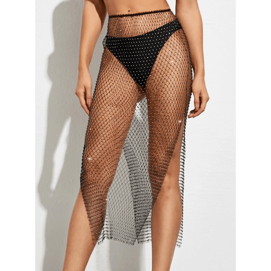 Muse Lingerie Black Mesh Diamante Skirt One Size