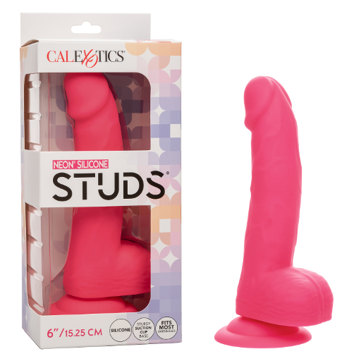 CalExotics Neon Silicone Studs Dildo 6"/15.25 cm - Pink