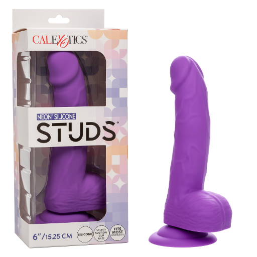 CalExotics Neon Silicone Studs Dildo 6"/15.25 cm - Purple